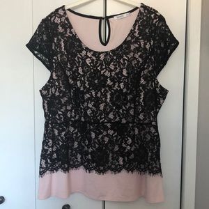 Blush and black lace tunic